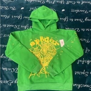Spider Green Hoodie with Yellow Web Design